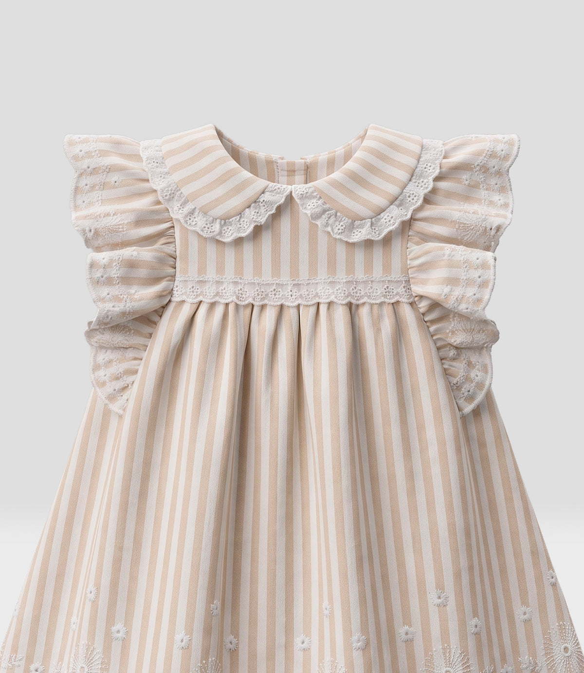 Vestido recién nacida con bordado 0 meses / Beige