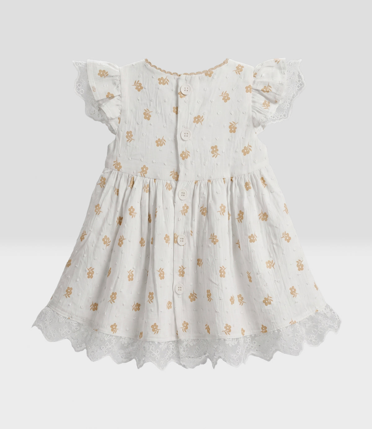 Vestido recién nacida con vuelos 0 meses / Crudo