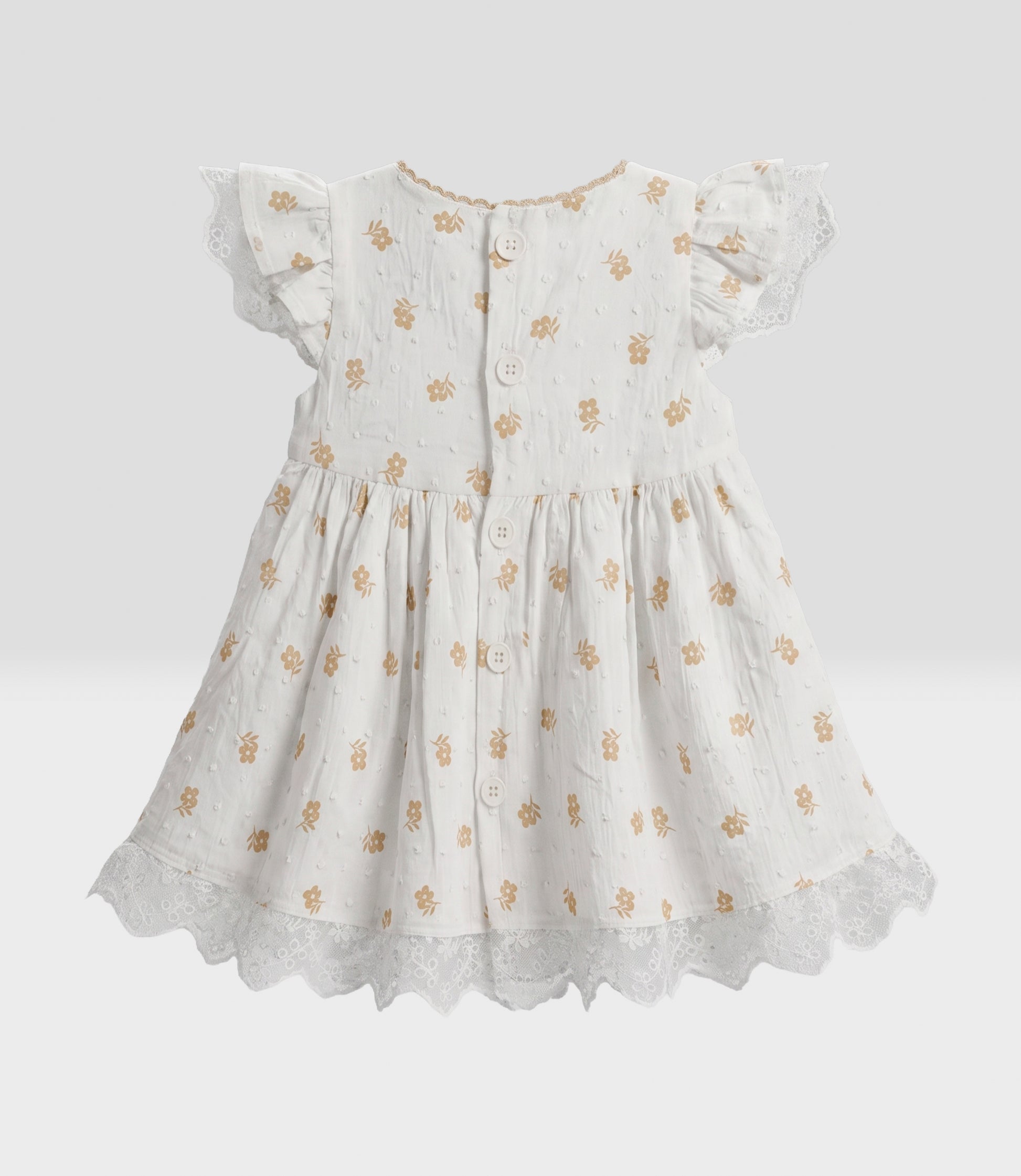 Vestido recién nacida con vuelos 0 meses / Crudo