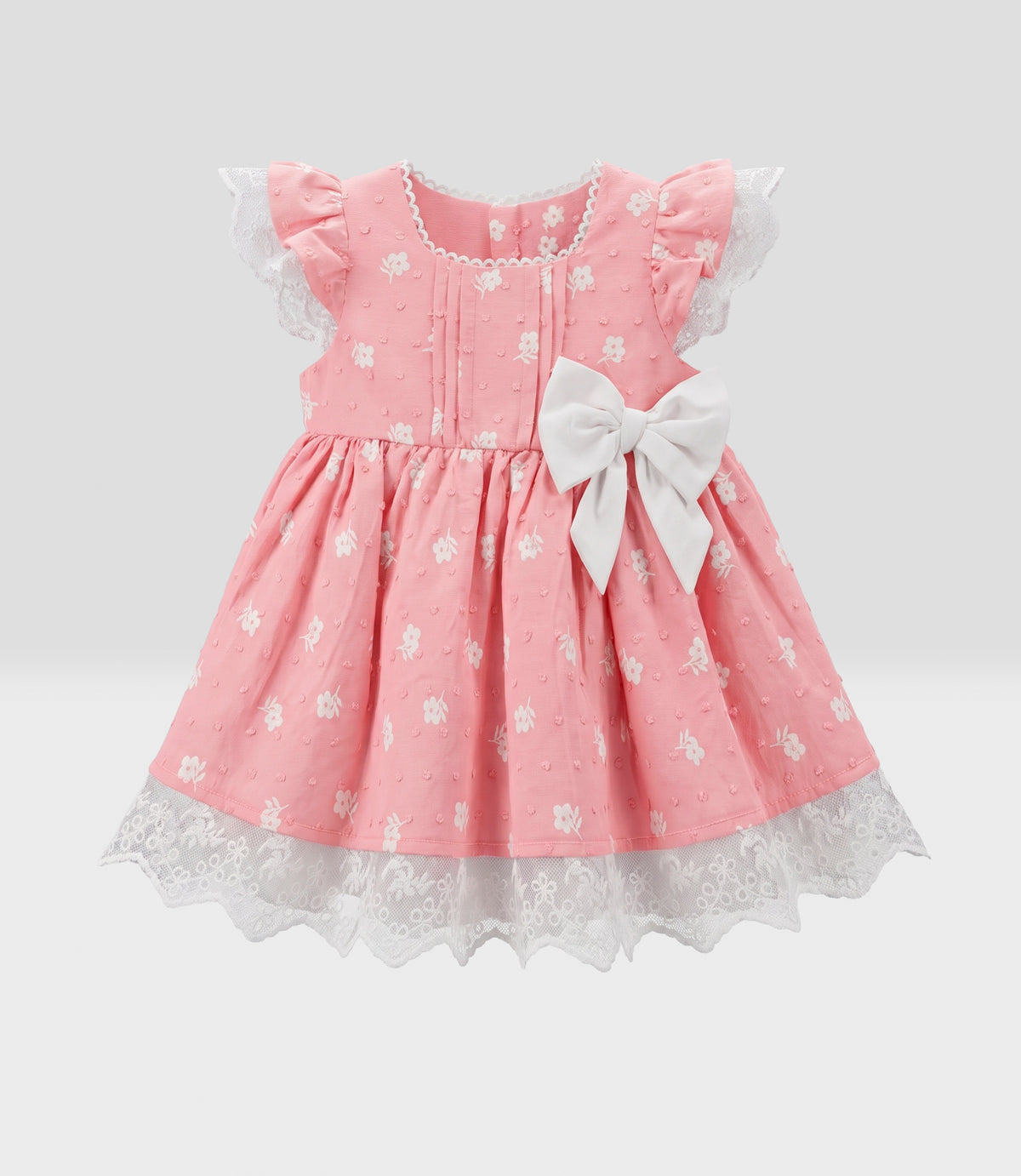 Vestido recién nacida con vuelos 0 meses / Coral