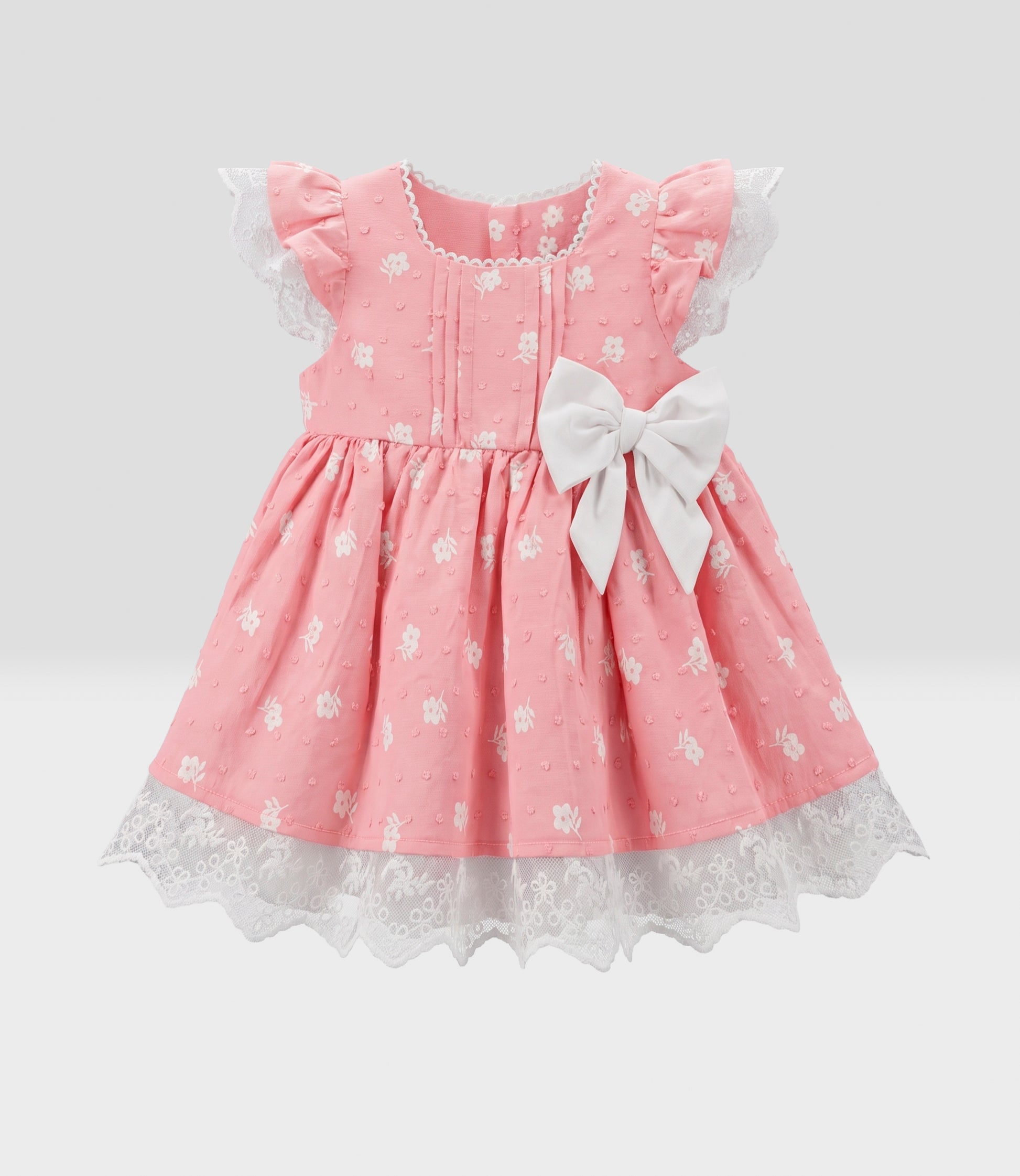 Vestido recién nacida con vuelos 0 meses / Coral