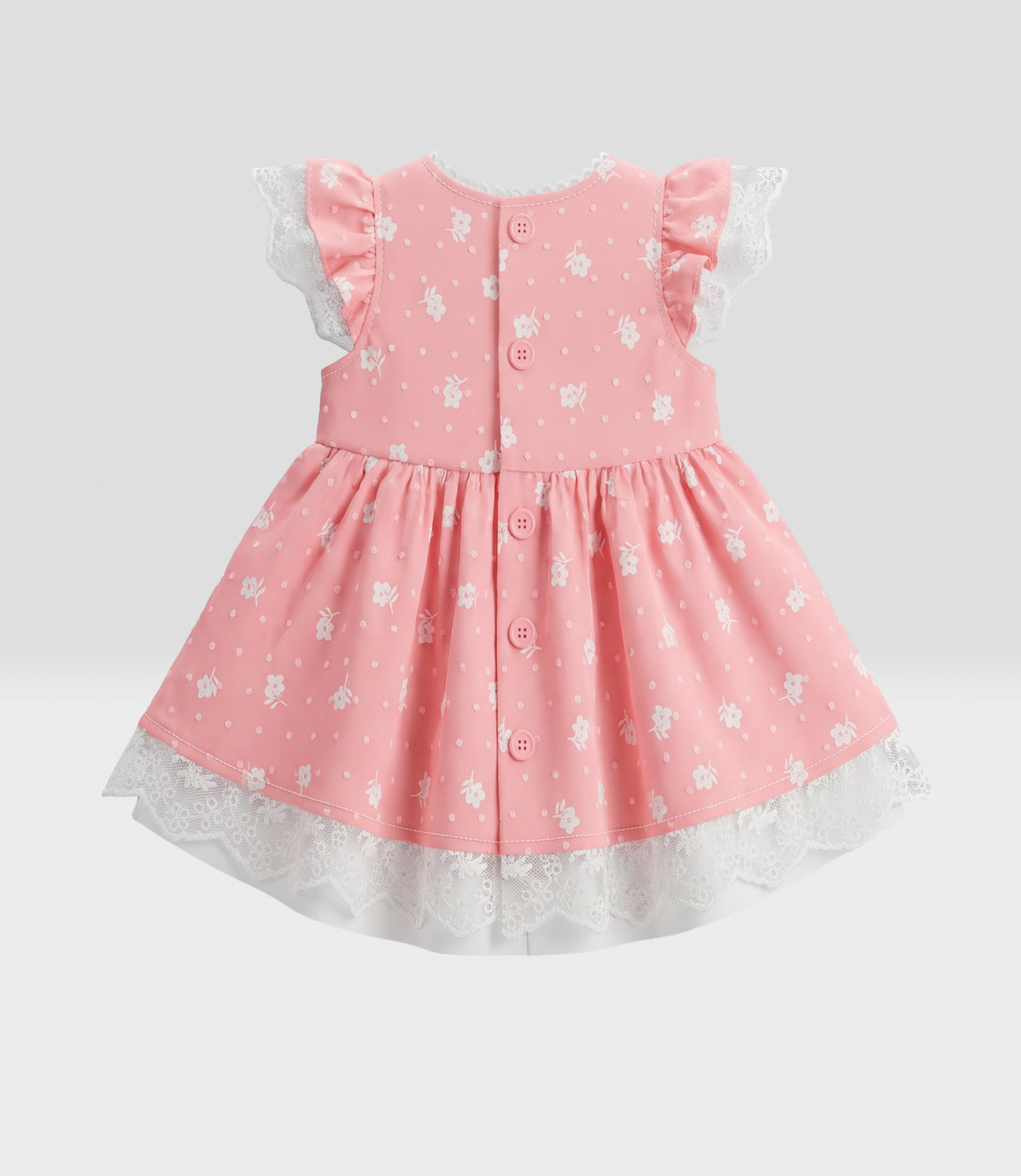 Vestido recién nacida con vuelos 0 meses / Coral