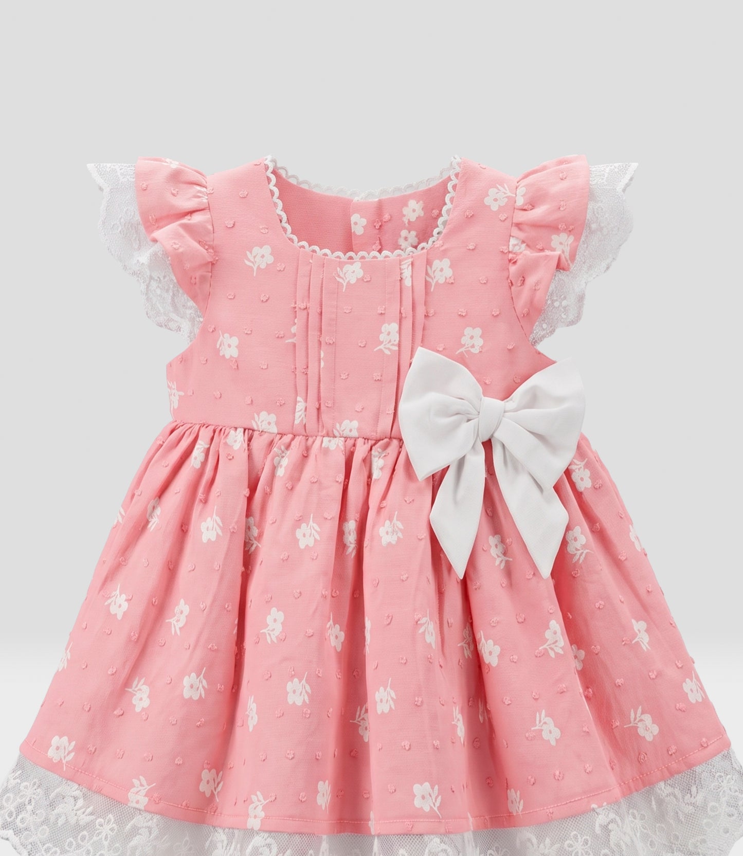 Vestido recién nacida con vuelos 0 meses / Coral
