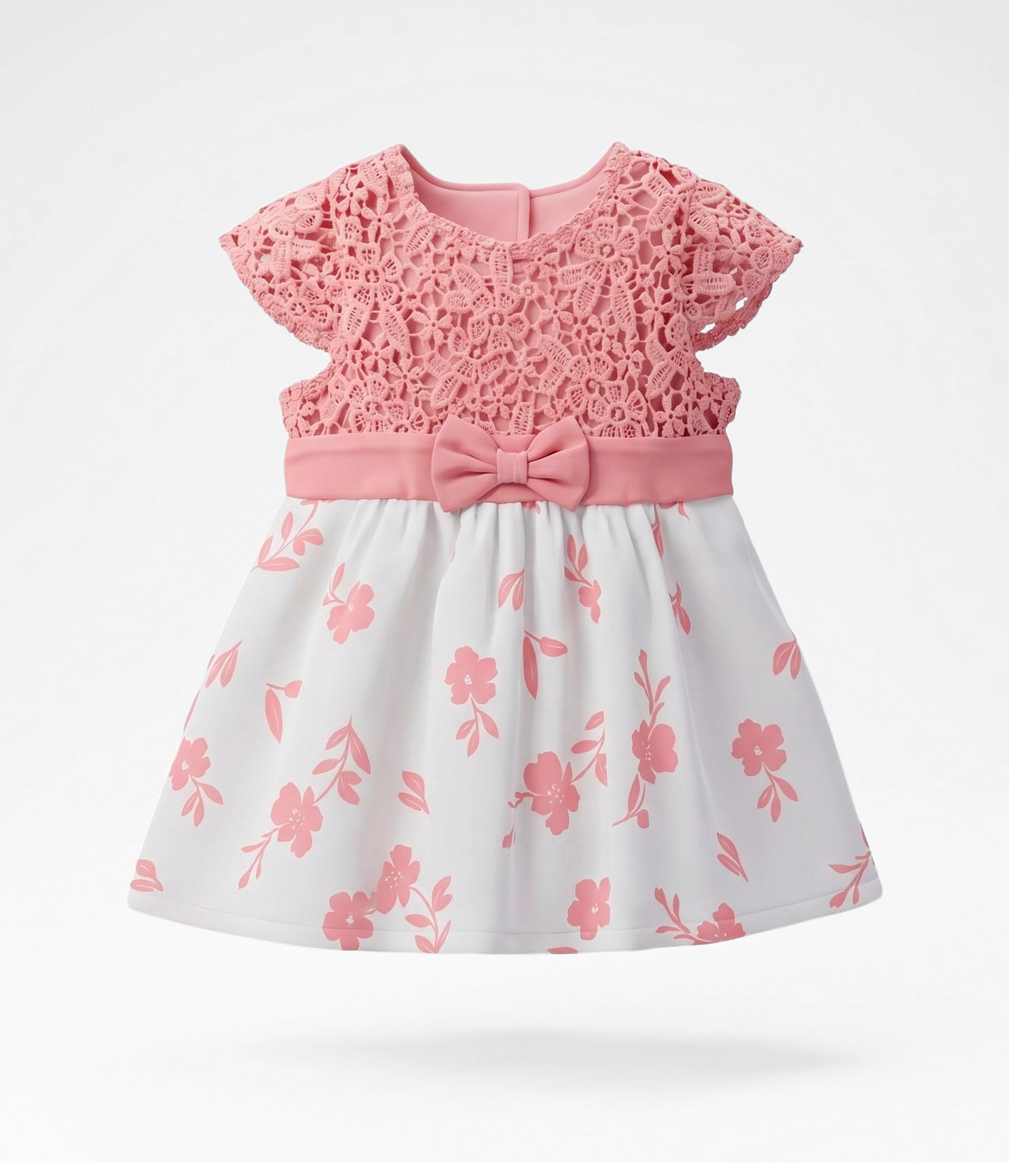 Vestido recién nacida con macramé 0 meses / Coral