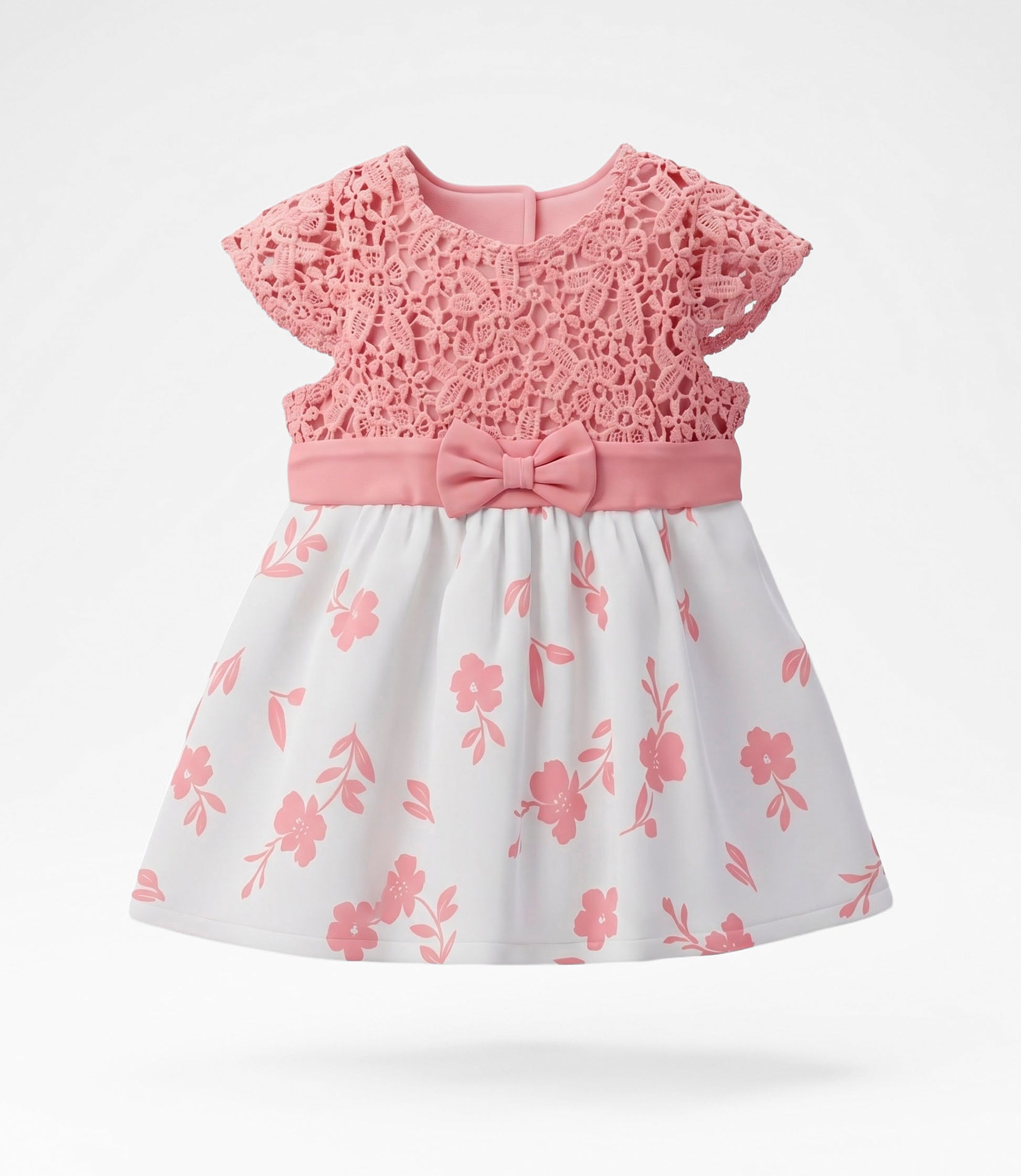 Vestido recién nacida con macramé 0 meses / Coral