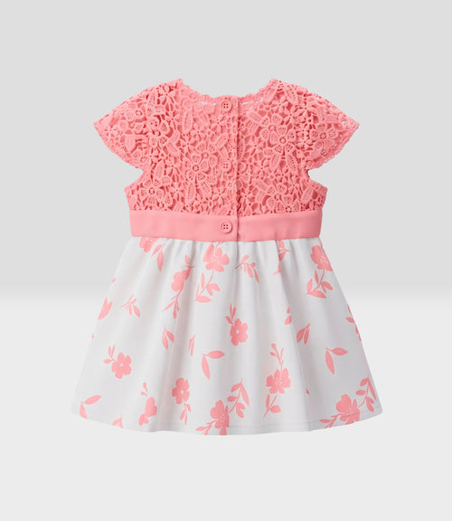 Vestido recién nacida con macramé 0 meses / Coral