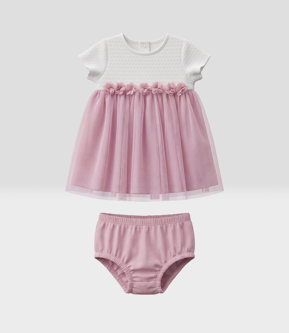 Vestido recién nacida de tull 0 meses / Crudo