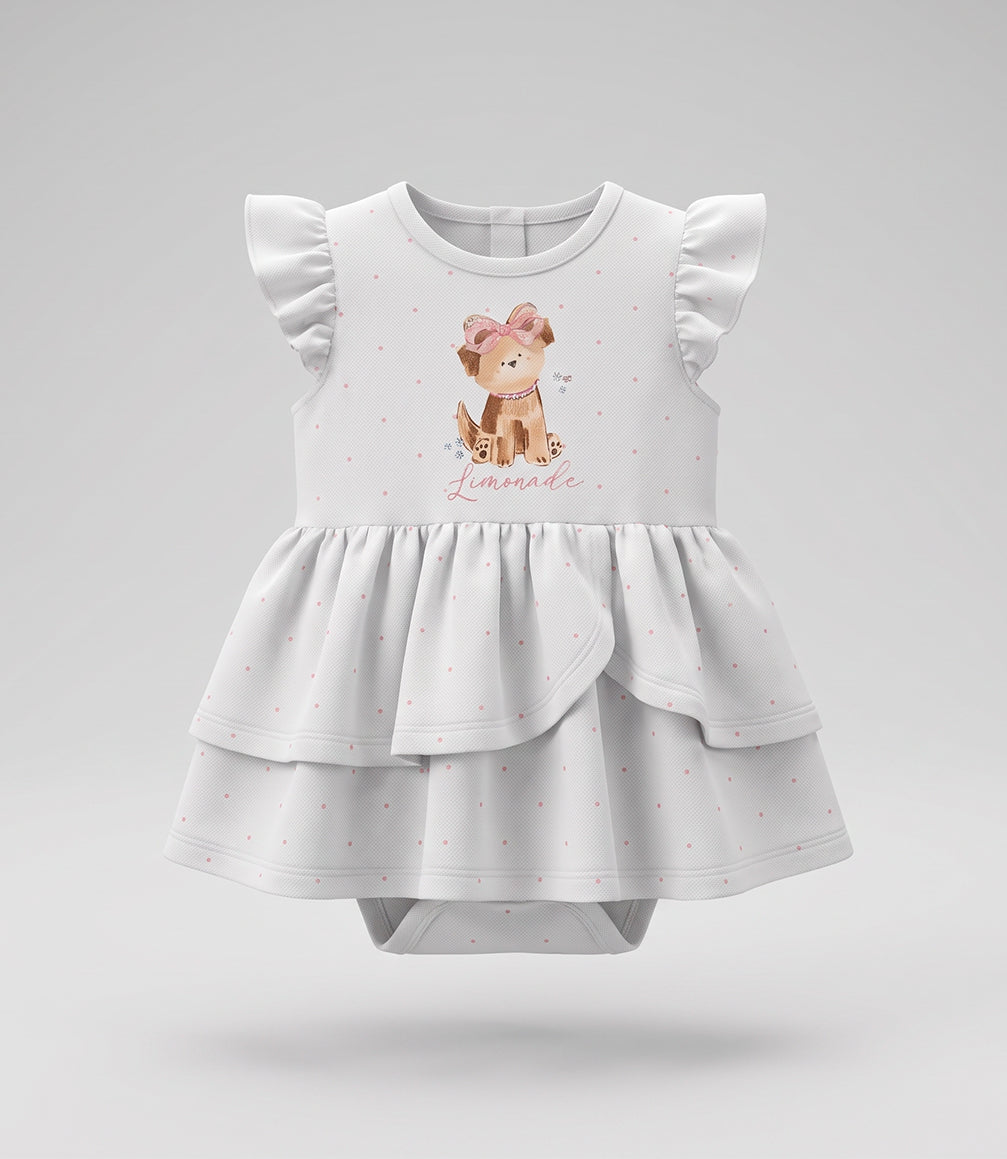 Vestido recién nacida con vuelos 0 meses / Crudo