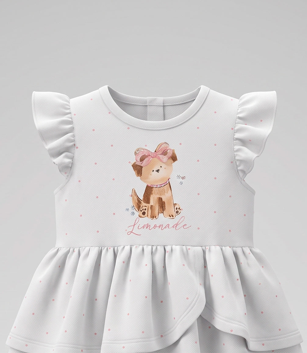 Vestido recién nacida con vuelos 0 meses / Crudo