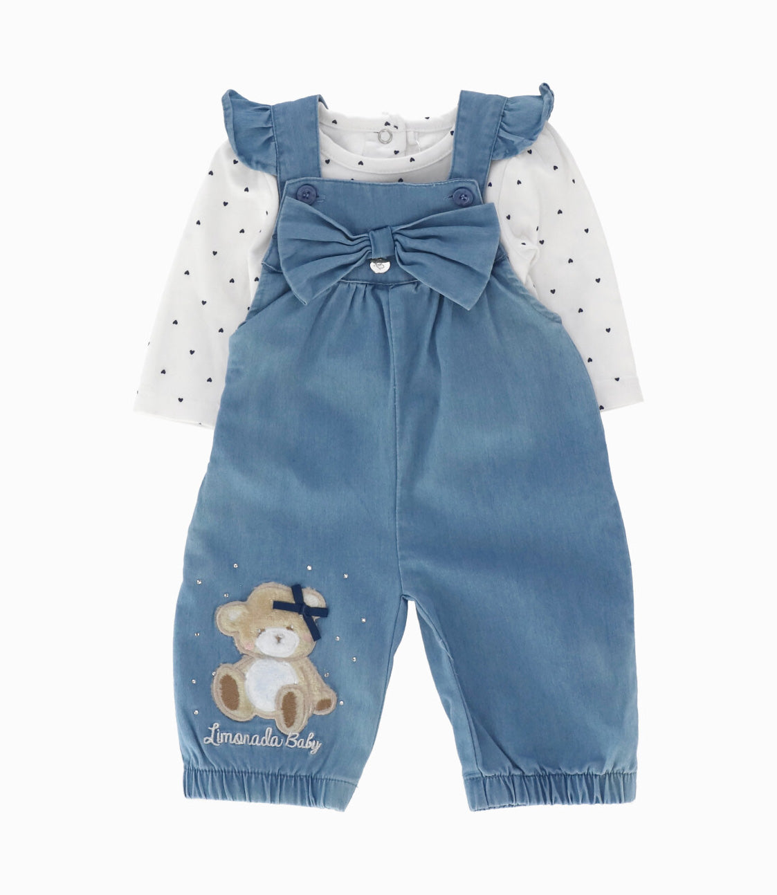 Conjunto De Jardinera Y Polera Recién Nacida Con Oso 0 meses / Celeste