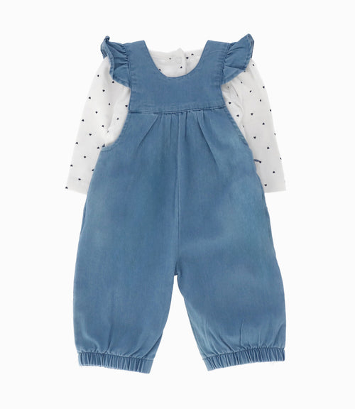 Conjunto De Jardinera Y Polera Recién Nacida Con Oso 0 meses / Celeste