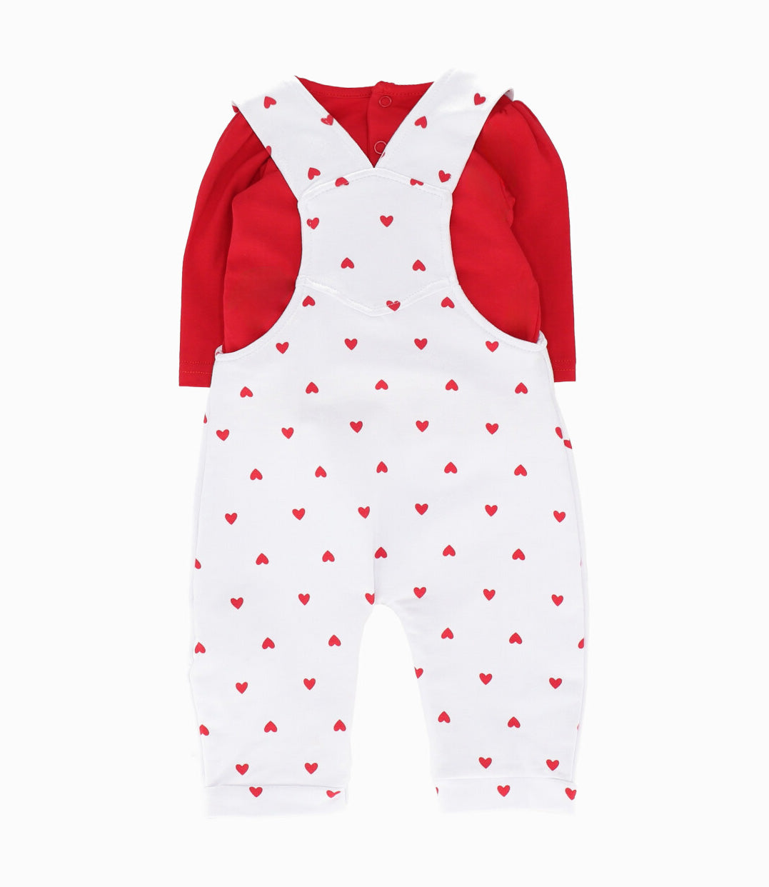 Conjunto De Jardinera Y Polera Recién Nacida Con Corazones 0 meses / Rojo