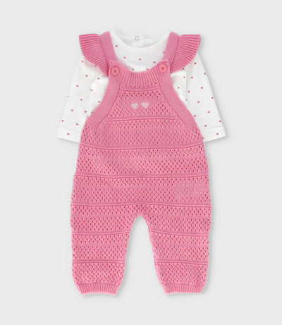 Jardinera recién nacida tejida 0 meses / Coral