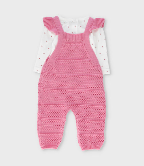 Jardinera recién nacida tejida 0 meses / Coral