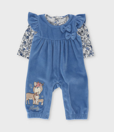 Jardinera recién nacida con ciervos 0 meses / Celeste