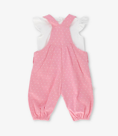 Jardinera recién nacida con corazones y koala 0 meses / Rosado