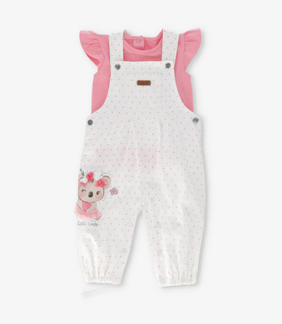 Jardinera recién nacida con corazones y koala 0 meses / Crudo