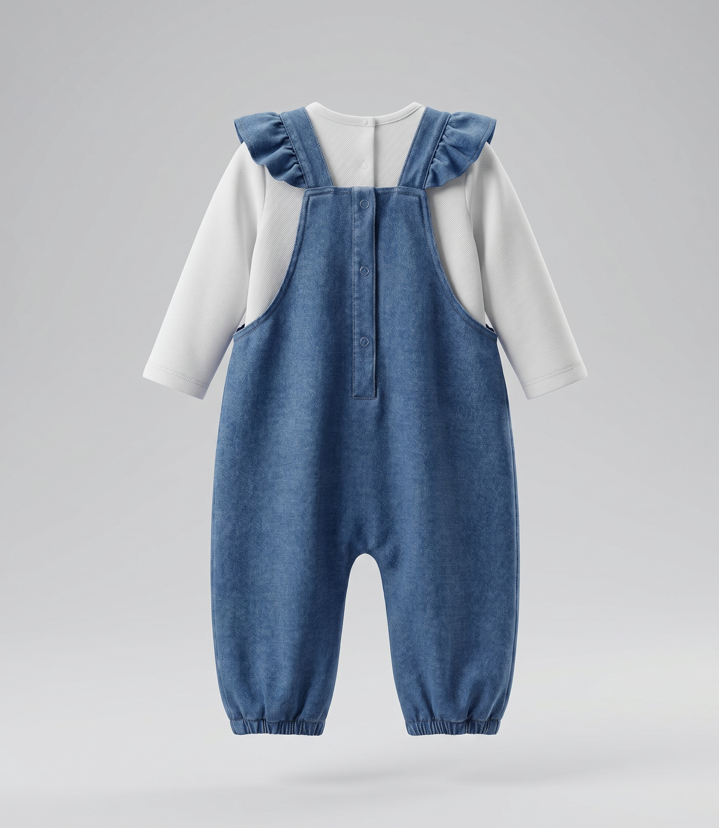 Jardinera recién nacida de denim con flores 0 meses / Azul Marino