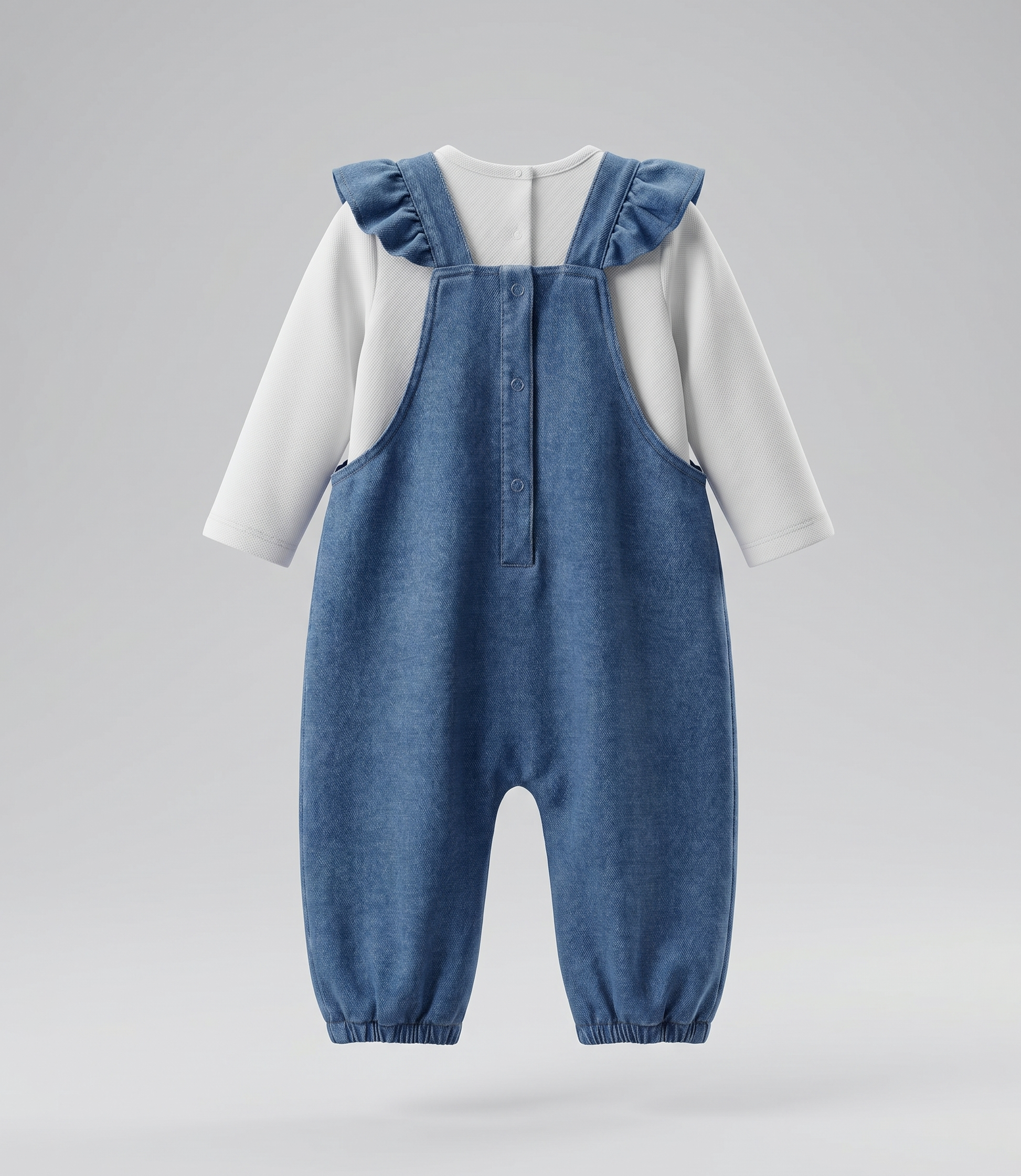 Jardinera recién nacida de denim con flores 0 meses / Azul Marino