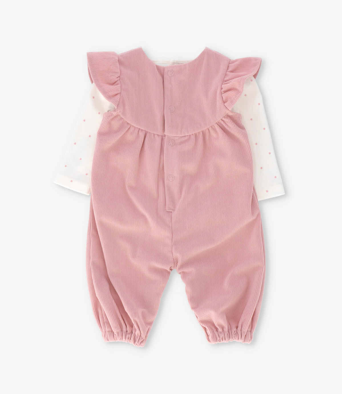 Jardinera recién nacida con vuelos y conejos 0 meses / Rosado