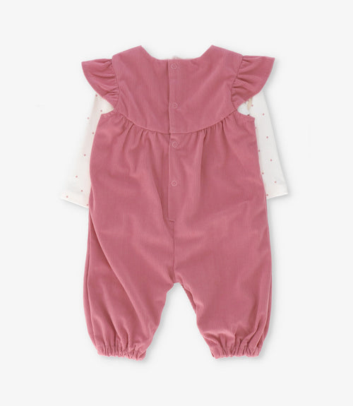 Jardinera recién nacida con vuelos y conejos 0 meses / Coral