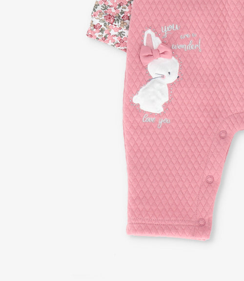 Jardinera recién nacida acolchada con conejo 0 meses / Coral