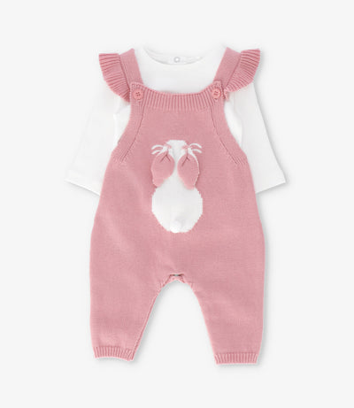 Jardinera recién nacida tejida con conejo 0 meses / Rosado