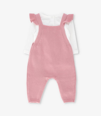 Jardinera recién nacida tejida con conejo 0 meses / Rosado