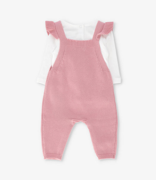 Jardinera recién nacida tejida con conejo 0 meses / Rosado