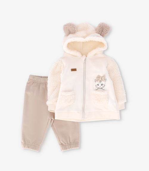 Buzo recien nacida con gatito 0 meses / Beige