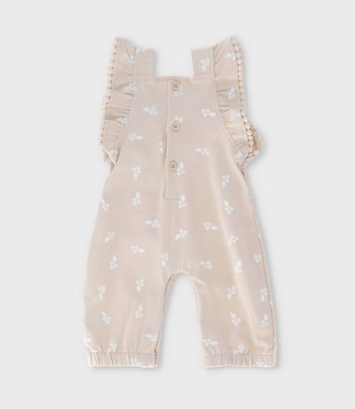 Enterito recién nacida flores bordadas 0 meses / Beige