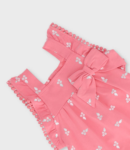 Enterito recién nacida flores bordadas 0 meses / Coral