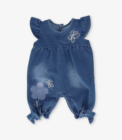 Enterito recién nacida con flores y vuelos 0 meses / Azul Marino