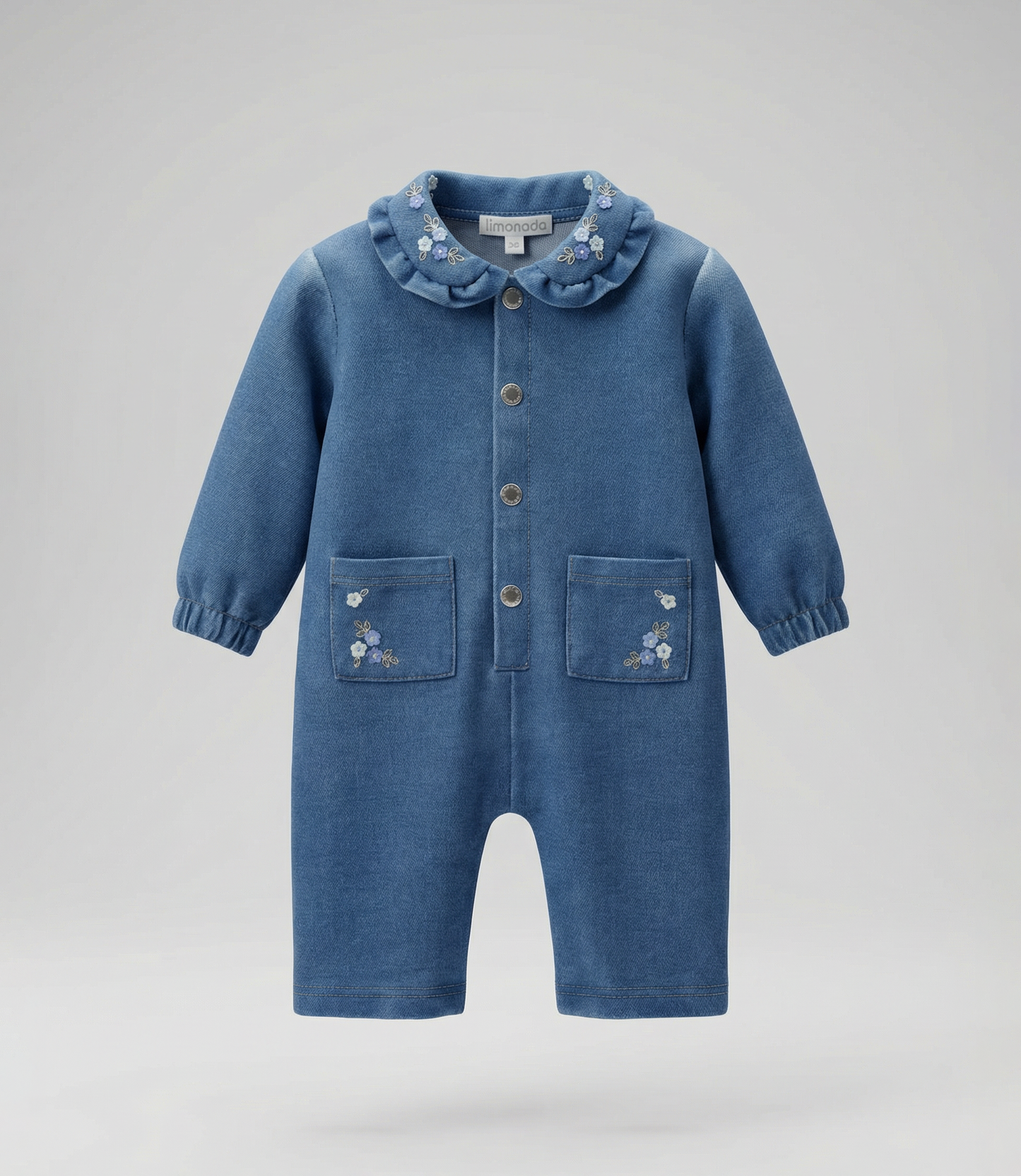 Enterito recién nacida de denim con flores 0 meses / Azul Marino