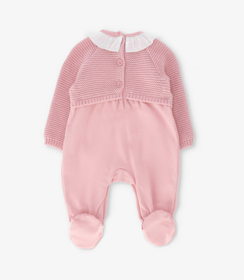 Enterito recién nacida tejido con vuelos 0 meses / Rosado