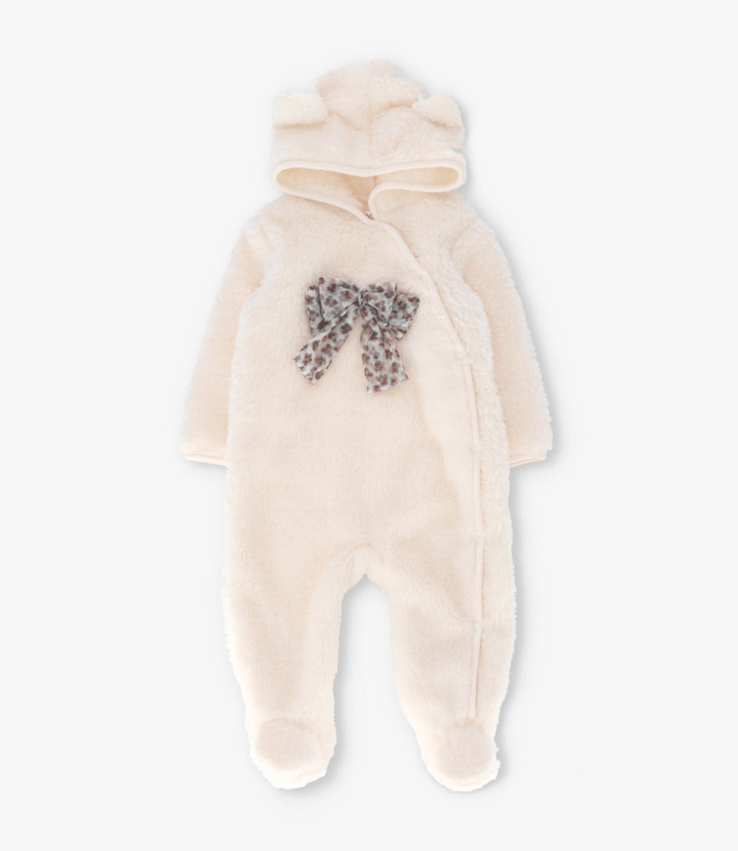 Enterito recien nacida con lazo animal print 0 meses / Crudo