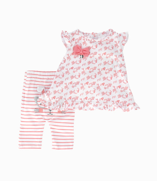 Conjunto Recién Nacida De Polera Y Calzas 0 meses / Rosado