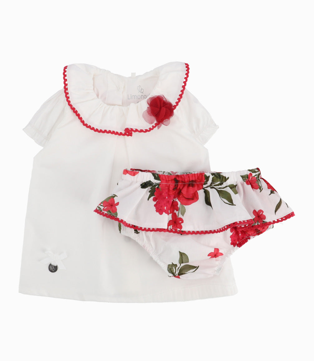 Conjunto Recién Nacida Floreado 0 meses / Rojo