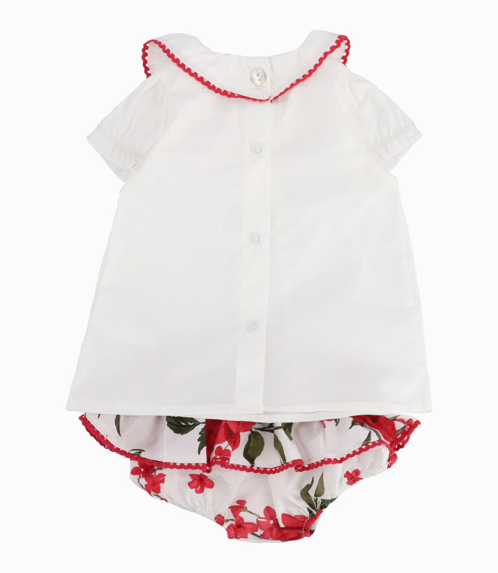 Conjunto Recién Nacida Floreado 0 meses / Rojo