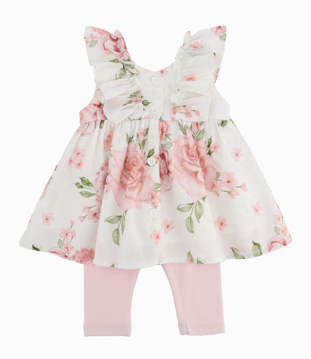 Conjunto Recién Nacida De Vestido Y Calzas 0 meses / Palo Rosa