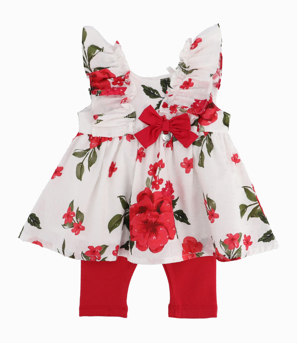 Conjunto Recién Nacida De Vestido Y Calzas 0 meses / Rojo