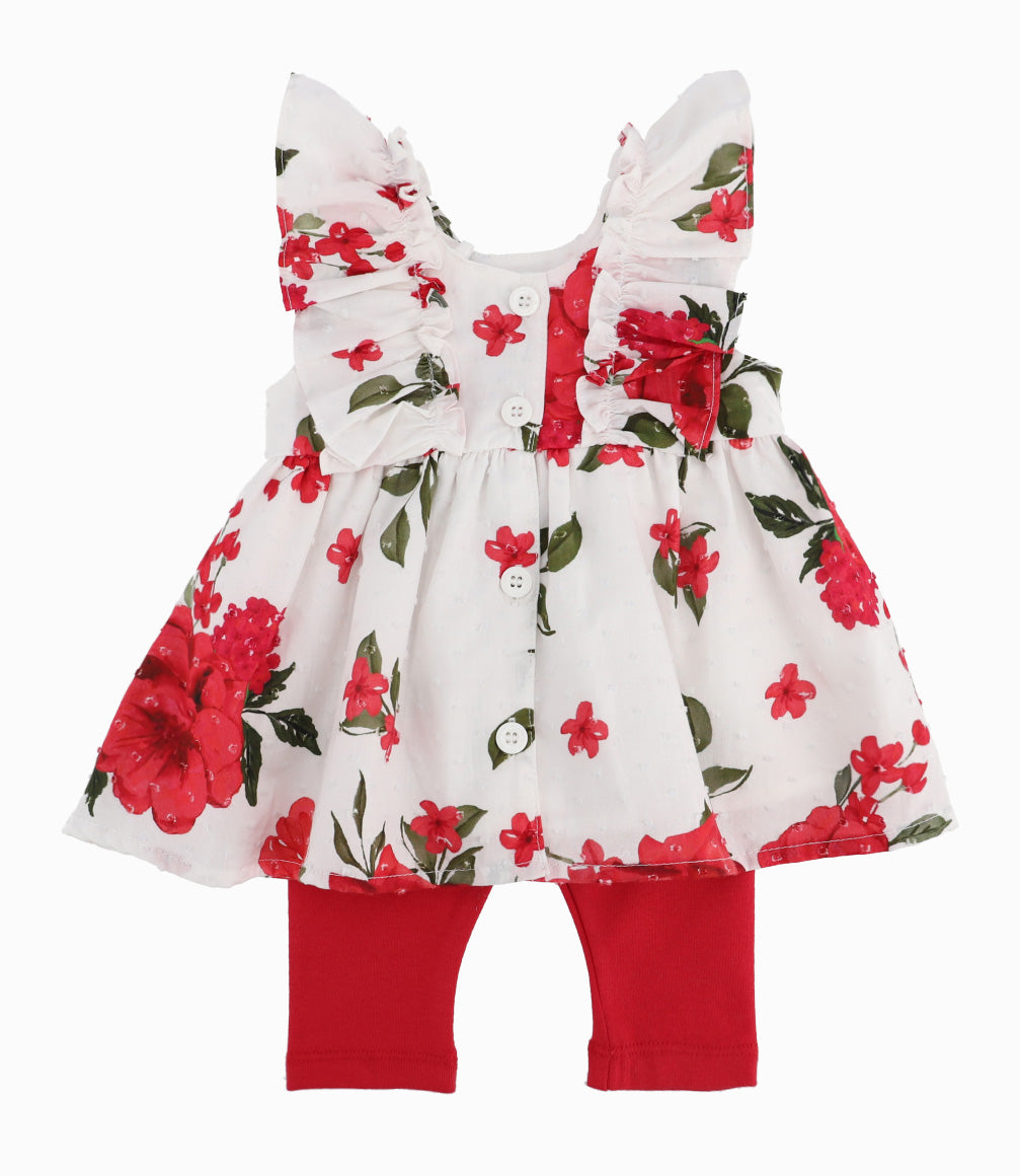 Conjunto Recién Nacida De Vestido Y Calzas 0 meses / Rojo