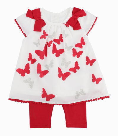 Conjunto Recién Nacida De Vestido Y Calzas 0 meses / Rojo