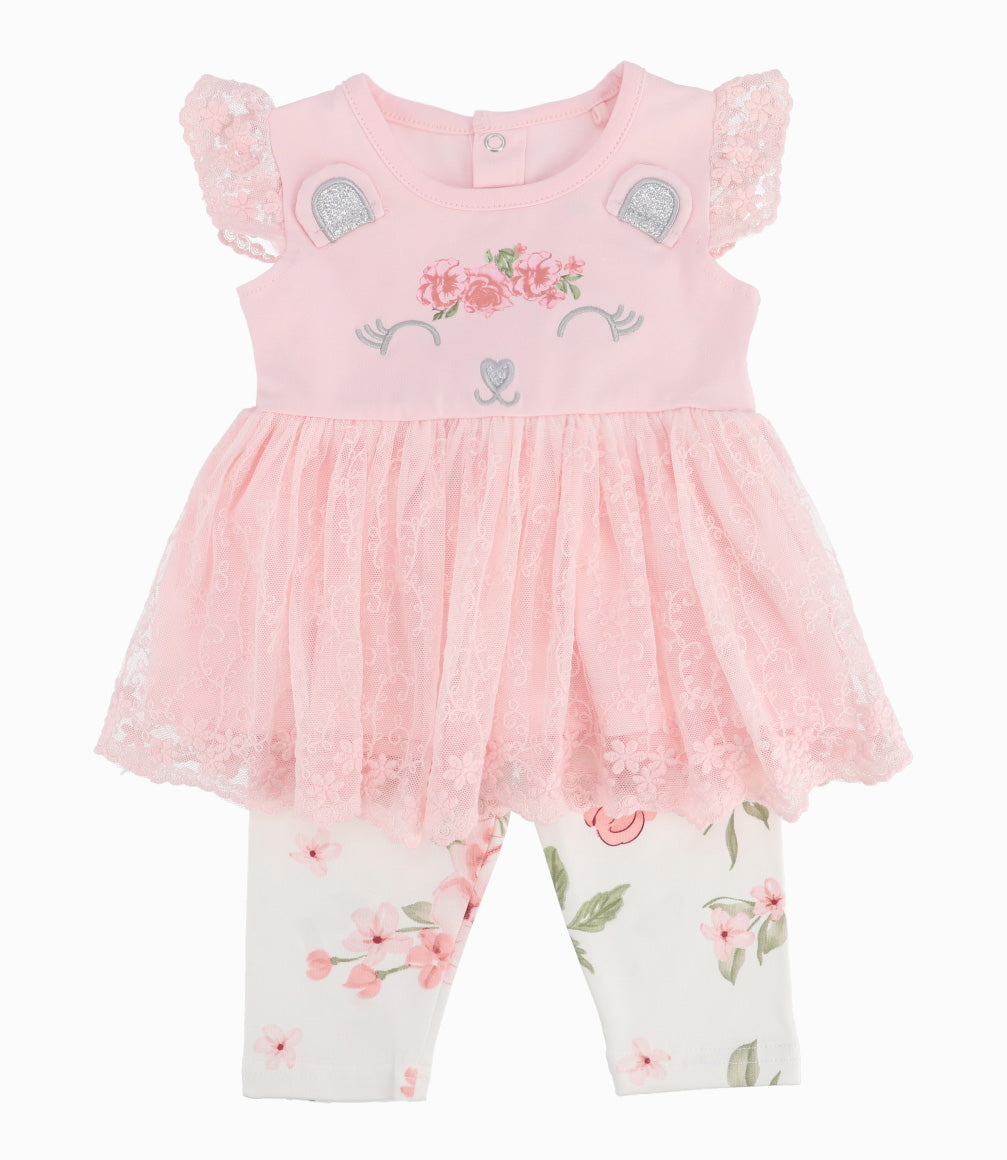 Conjunto Recién Nacida De Vestido Y Calzas