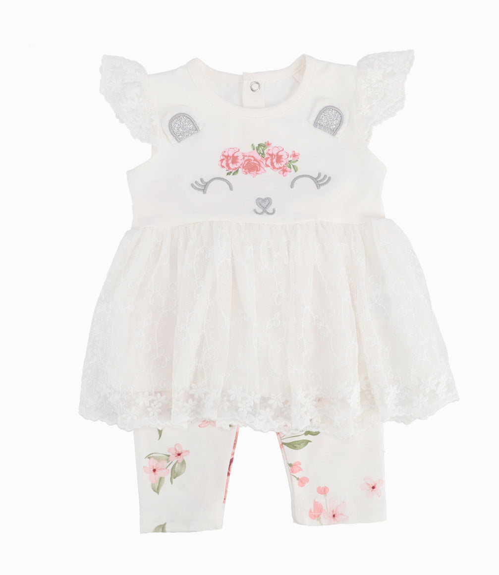 Conjunto Recién Nacida De Vestido Y Calzas
