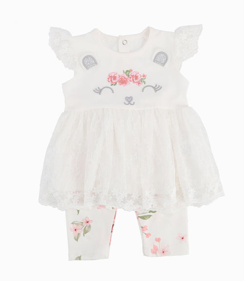 Conjunto Recién Nacida De Vestido Y Calzas