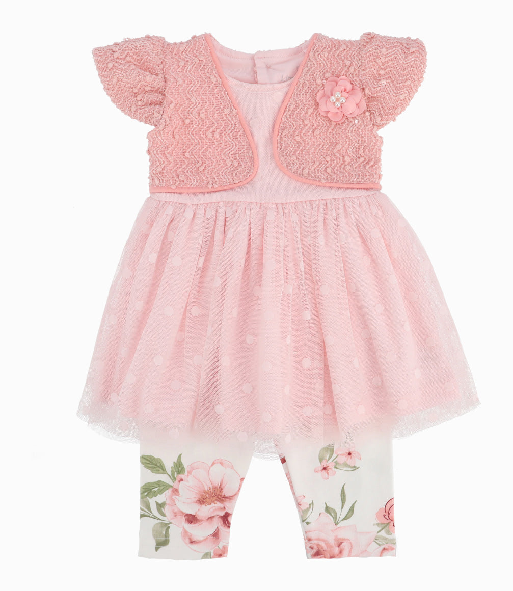 Conjunto Recién Nacida De Vestido Y Calzas