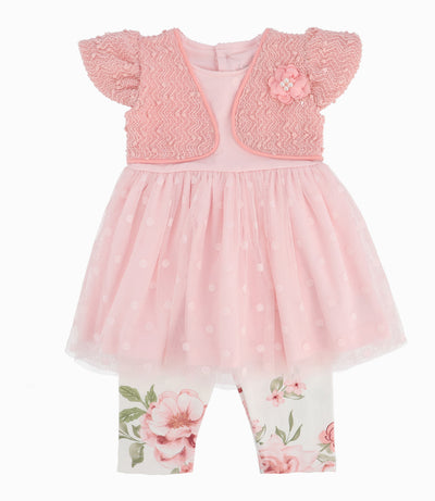 Conjunto Recién Nacida De Vestido Y Calzas