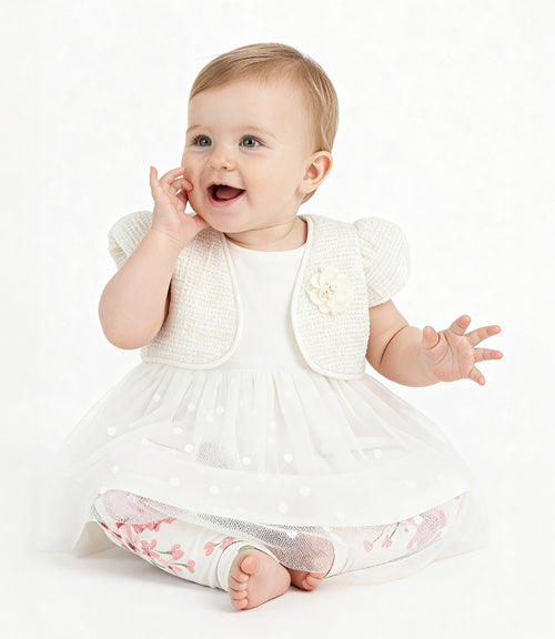 Conjunto Recién Nacida De Vestido Y Calzas