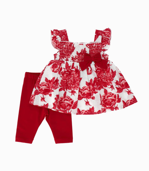 Conjunto Recién nacida con flores 0 meses / Rojo